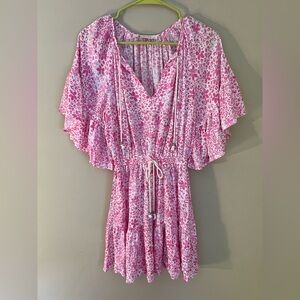 The Impeccable Pig Cottagecore Coquette BEACHY smocking fairy Pink Floral dress